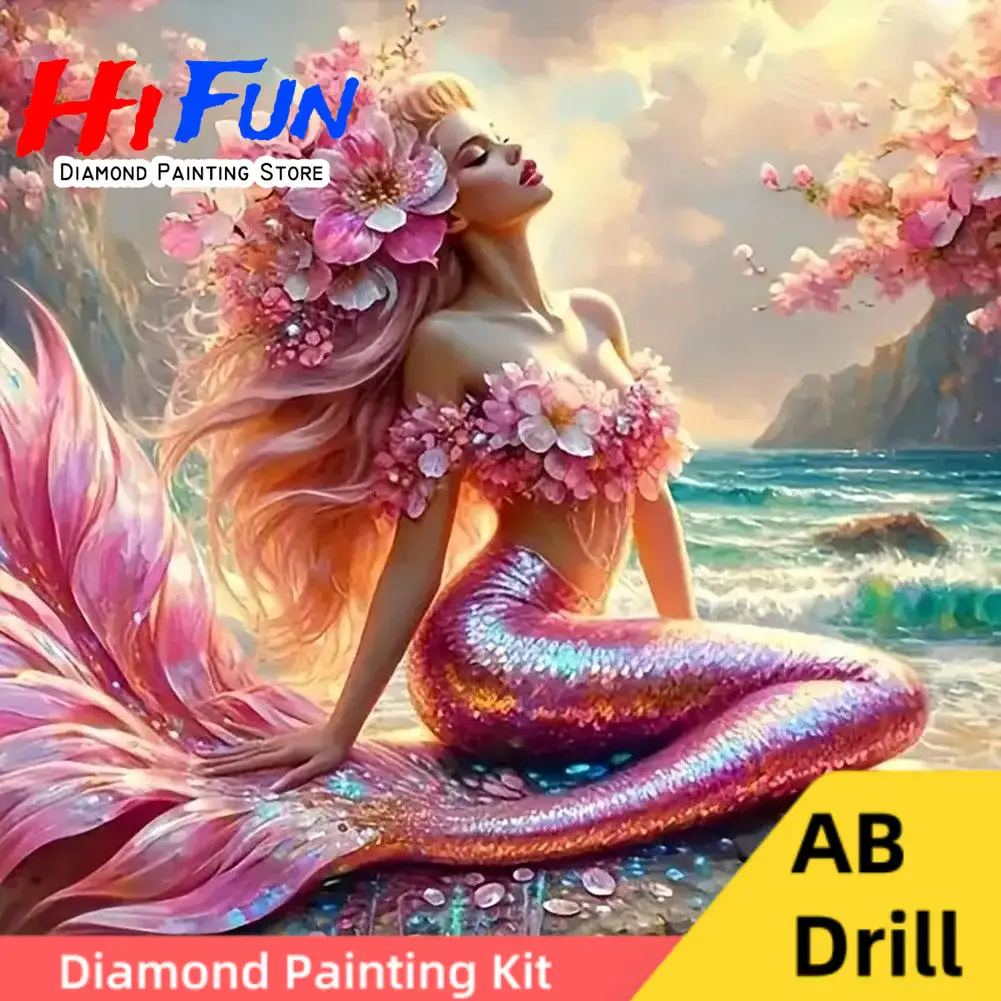 Подводная красивая девушка-русалка 5D DIY AB дрель алмазная живопись набор для вышивки мозаика вышивка крестиком домашний декор подарки ручной работы