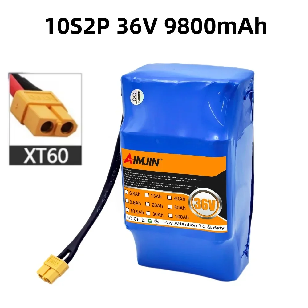10S2P 36V 9800mAh 18650 Battery Pack for Hoverboard Self-Balancing Scooter Drift Trike High Power Li-ion Rechargeable Battery