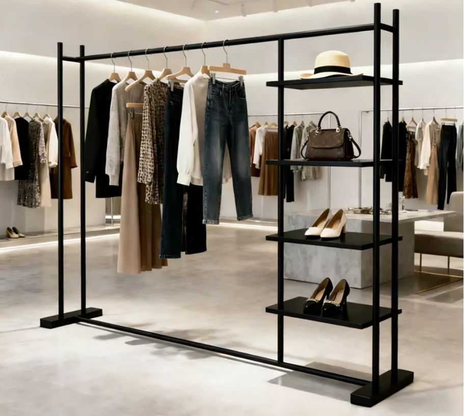 Goldenstyle Wrought Iron Clothing Store Zhongdao Rack Hanging Hanger With Laminate Retro Women's Clothing Store Middle Display R