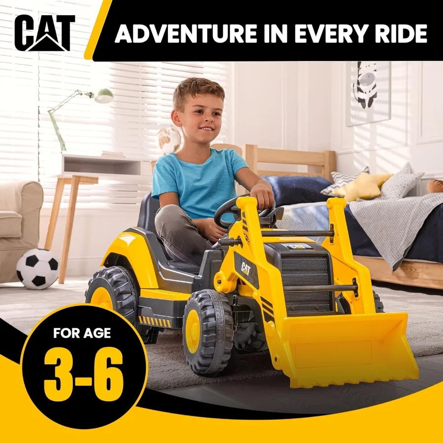 Kid Trax Ride On Toys - 12V CAT Construction Toys for Boys w/Front Loader Bulldozer Excavator Tractor Toy Truck 2.5-5 mph Indoo