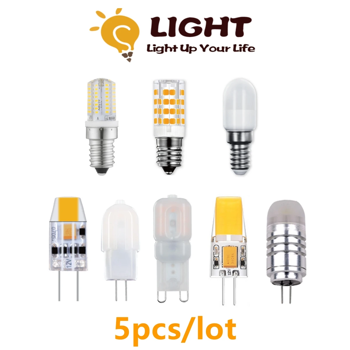 

5PCS Factory direct LED Mini light bulb Corn lamp E14 G4 G9 AC/DC12V AC220V super bright warm white light for crystal chandelier