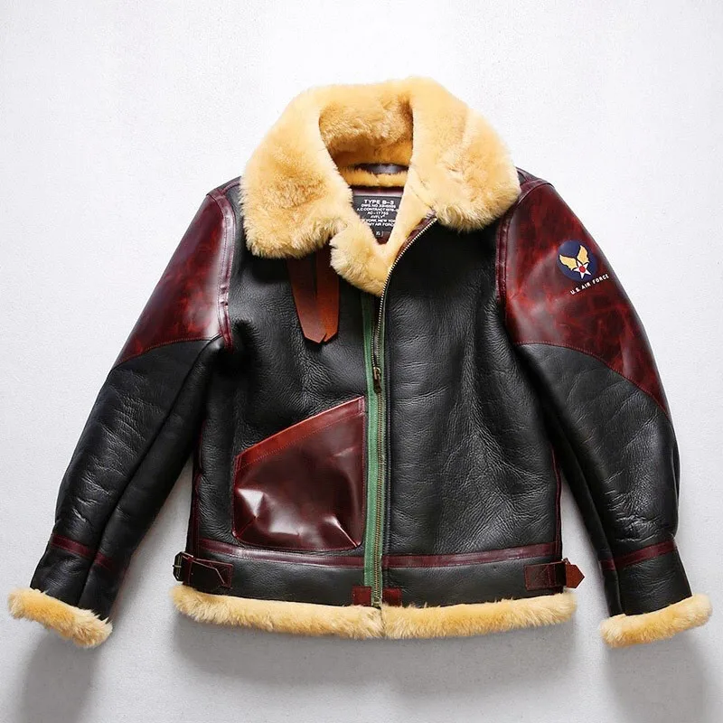 Fur men's single-pocket leather coat