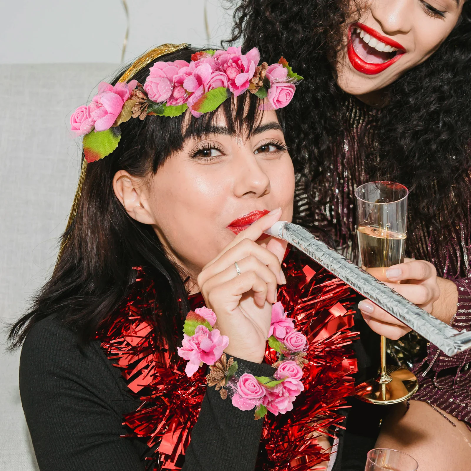 2 قطعة عقال زهرة محاكاة الأزهار غطاء الرأس لحفل الزفاف في الهواء الطلق صور الدعائم النساء إكليل مجموعة فتاة تاج الشعر #6