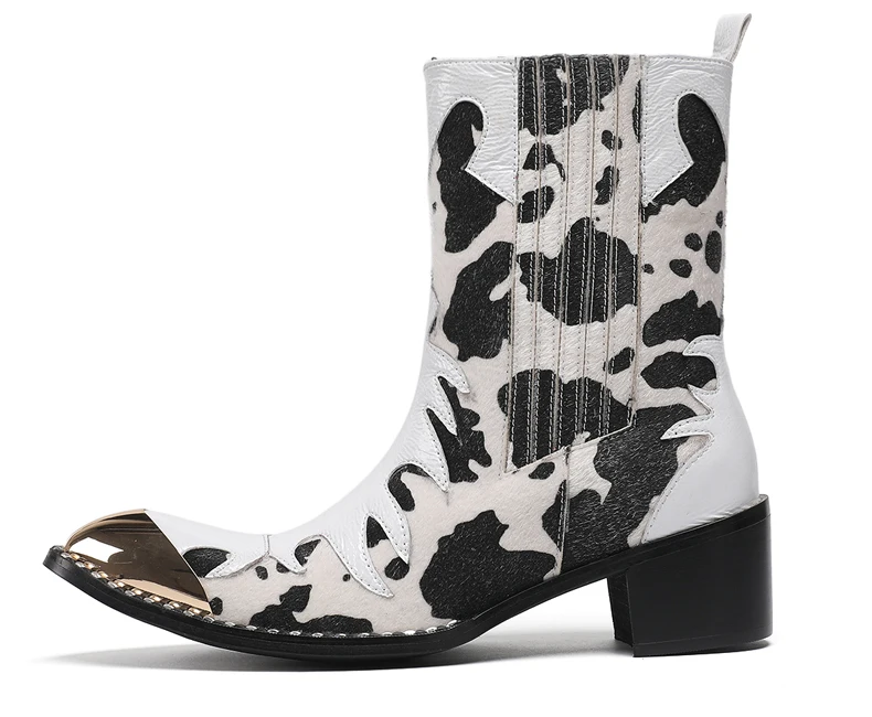 Britische Metall Spitzschuh Party Club Mann Schuhe Rot Motorrad Reißverschluss Stiefeletten Plus Größe Hochzeit Party Echtes Leder Kurzer Stiefel – Detail 13