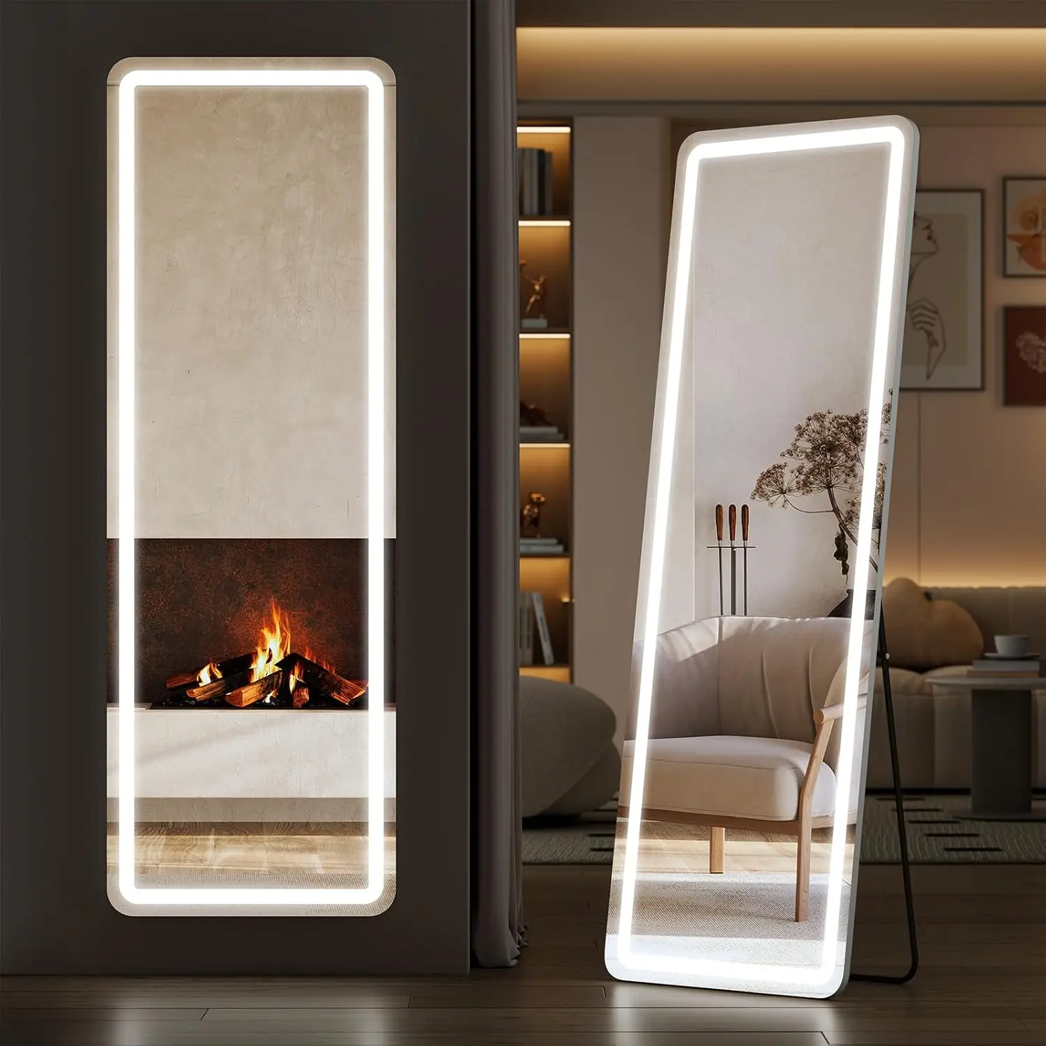 

Full Length Mirror with LED Lights, 65"x21" Lighted Floor Mirror with Dimming & 3 Color Lighting, Stand for Bedroom, Dressing Ro