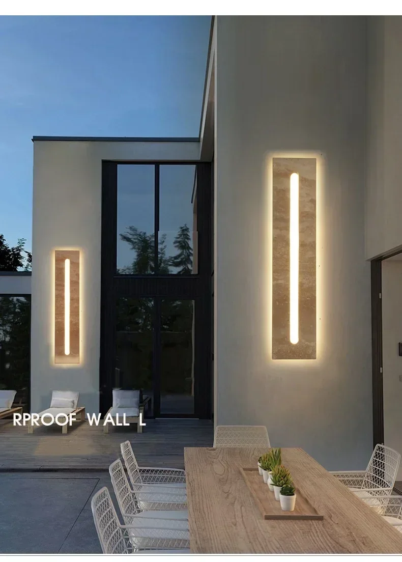 

Wabi-Sabi Yellow Natural Stone Wall Light Waterproof for Garden Porch Decor Square Style H60/80cm 85-265v Anti-Rust Villa Garage