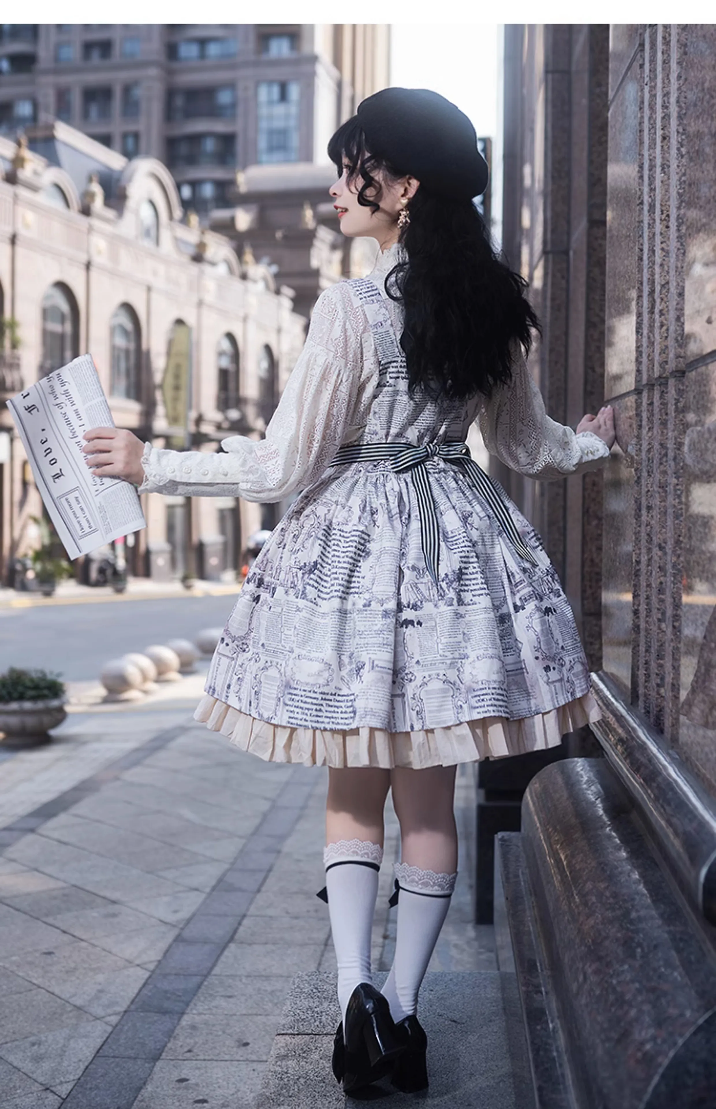 Design originale Retro Doll Sense Grembiule rimovibile Gonna con cinturino con stampa Lolita Estate 2025 Nuovo vestito per donna Abito vintage
