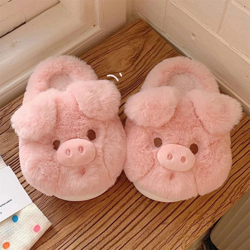 Cute Crocodiles Single Band Winter New Women Slipper Soft Heel Platform Fur Warm Indoor Comfortable Home Fluffy Home Slippers