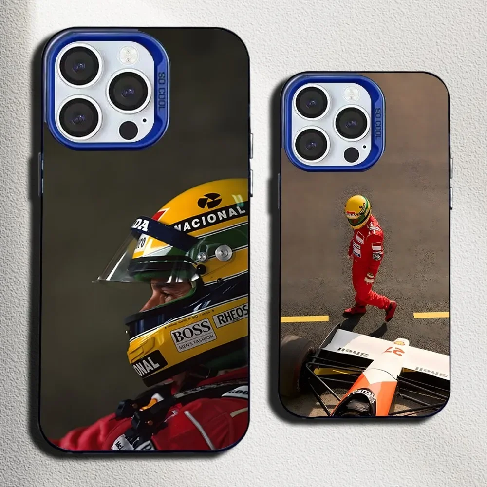 

Racing Driver A-Ayrton S-Senna Phone Case For iPhone 16,15,14,13,12,11,Mini,Pro,SE,MAX Blue Matte Silicone Cover