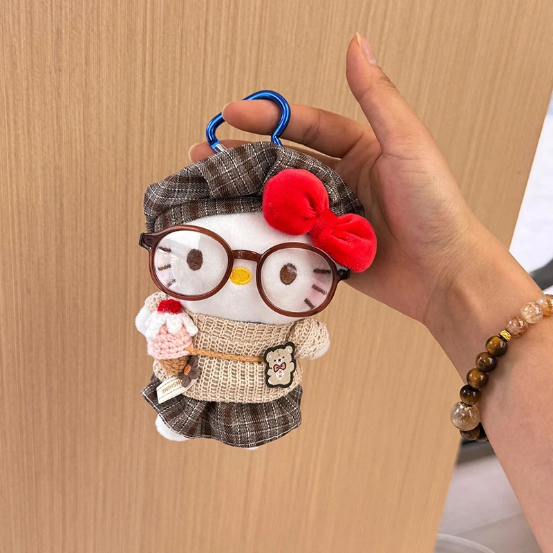 Sanrios bonito hellokittys plushie chaveiros dos desenhos animados gatinho gato saco charme adorável acessórios para meninas pingente de animal de pelúcia presentes