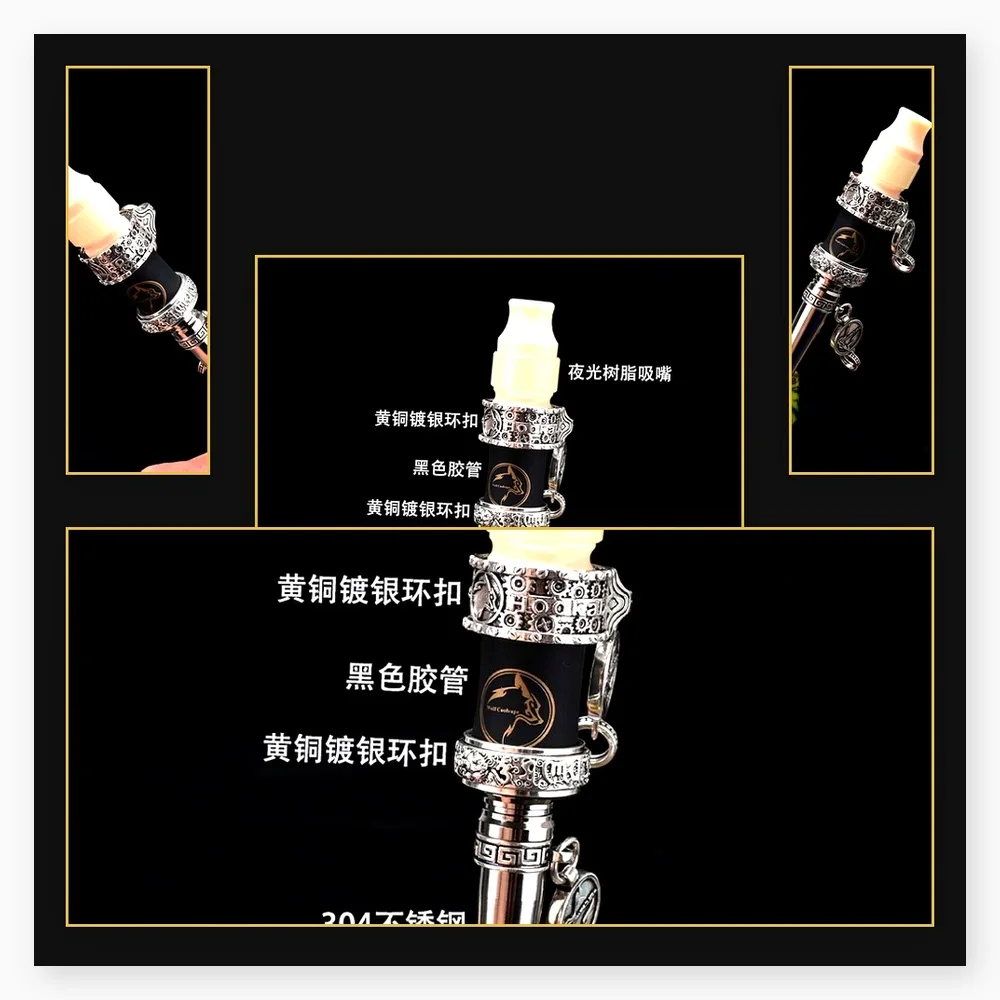 Dual-Purpose Hookah Nozzle Set: 304 Stainless Steel/Titanium Alloy & Luminous Resin, Neck-Hanging Accessories