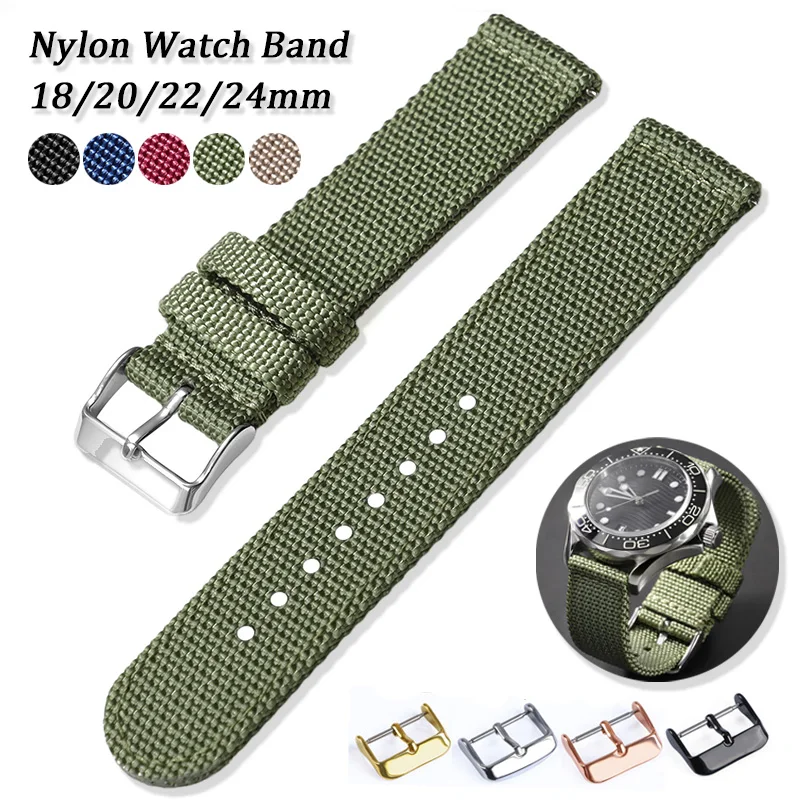 Cinturino in tela di nylon da 18mm 20mm 22mm 24mm per Samsung Galaxy Watch 5 4 3 per cinturino Seiko cinturino sportivo morbido a sgancio rapido