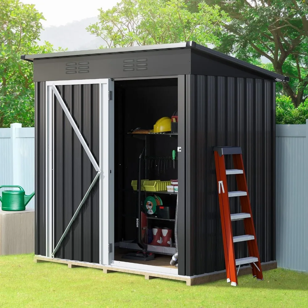 

Outdoor Storage Shed 5 X 3FT Heavy Duty Metal Tool Sheds Storage House With Singe Lockable Door & Air Vent for Garden Lawnmower