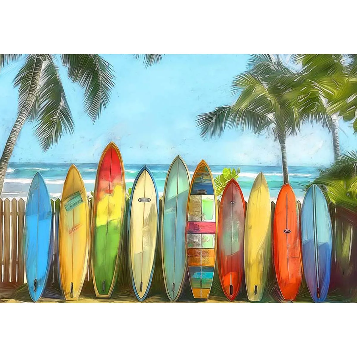 

Allenjoy Summer Island Beach Surfboard Backdrop