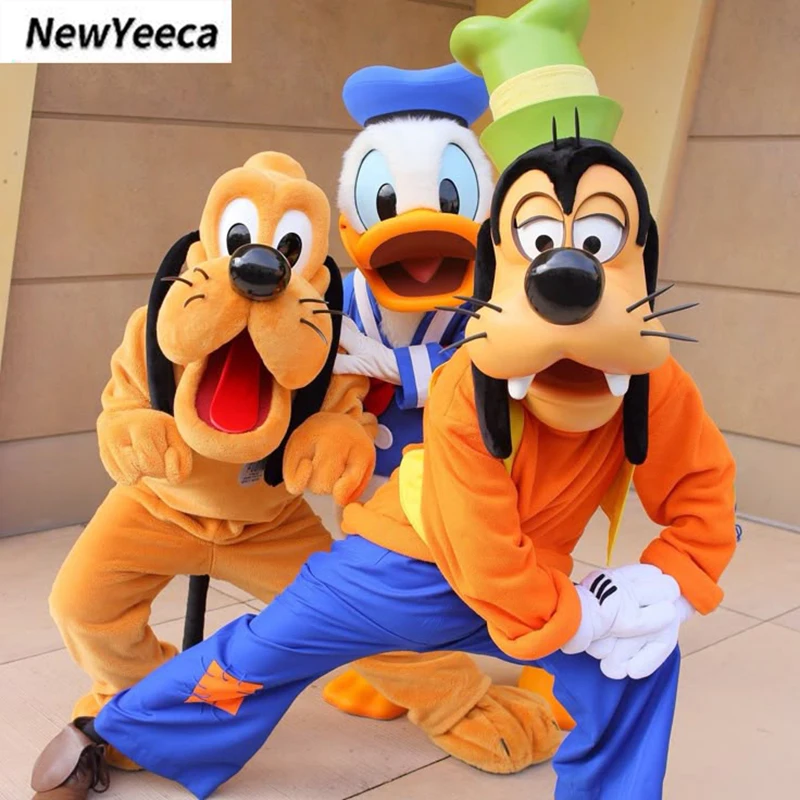 Pato donald mascote traje cão clássico dos desenhos animados mickey mouse publicidade evento festa adulto cosplay traje disney presente de aniversário