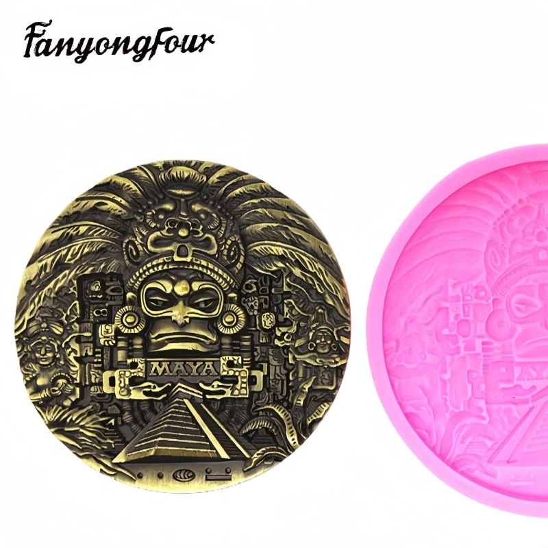 

Fan Yong four Maya currency silicone mold DIY can make resin concrete plaster decorations for home furnishings