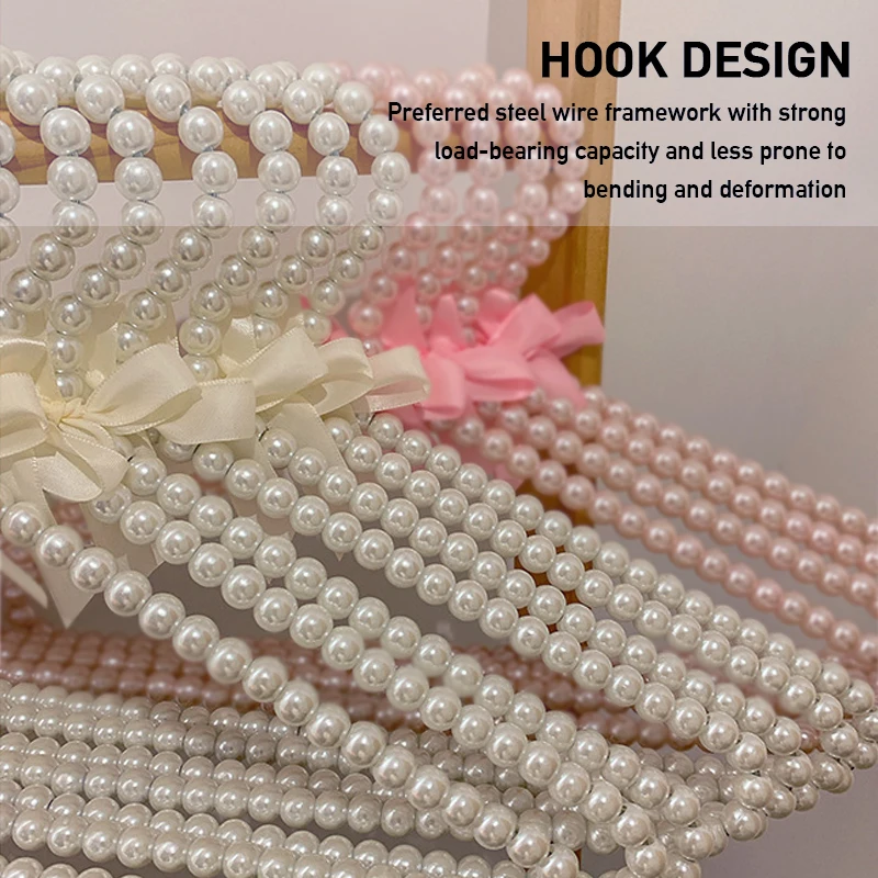 40CM Pearl Hanger with Bow Tie Bride Swimsuit Plastic Hanger for Adult Clothes Pegs Princess Clothespins Wedding Dress Hanger