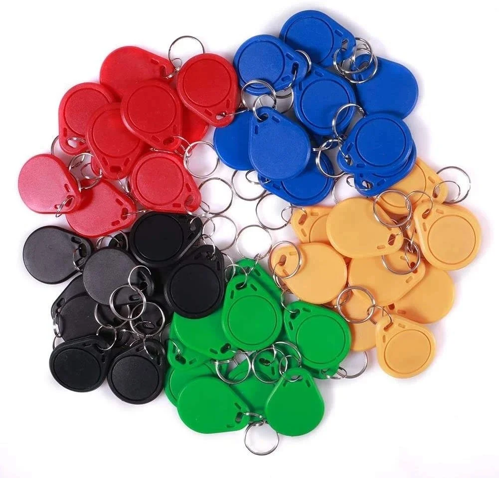 100pcs 13.56MHz RFID NFC IC MF 1K Keyfob Smart Proximity Token Tag Salto Kaba Onity Saflok Hotel Door Lock Access System