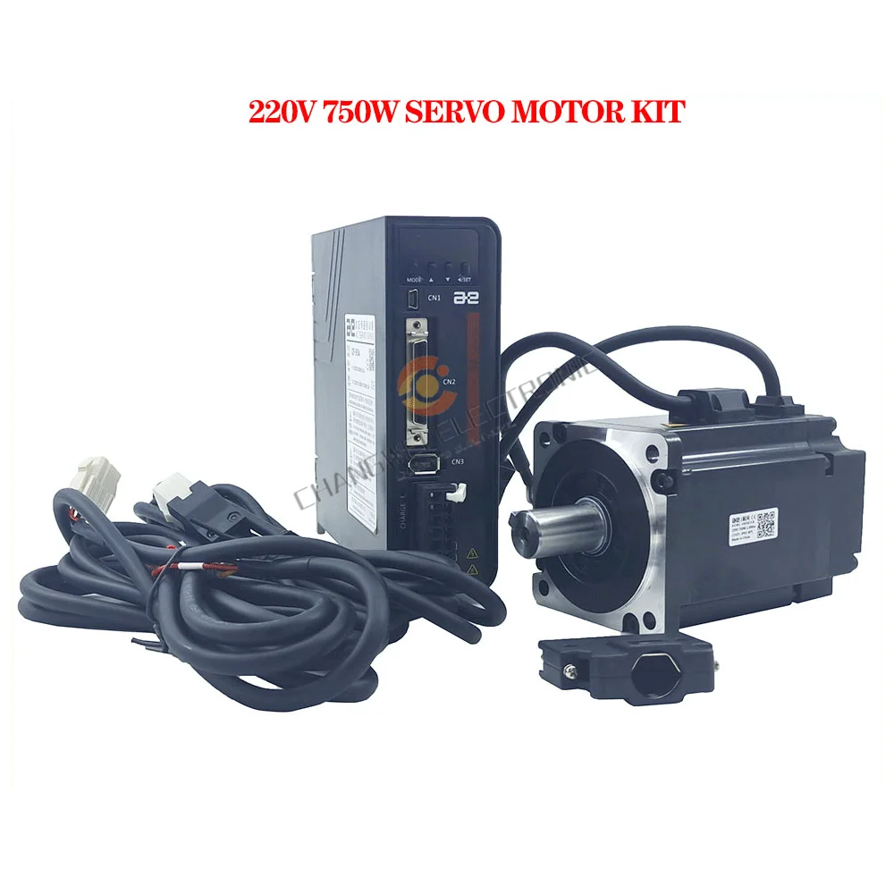 AC220V 750W 0.75kwServo Motor+Driver Kit 2.39NM AC Motor S2P-5R5AI+AEWL-0808JFA/B Brake Kit Single-turn Magnet/Multi-turn Magnet