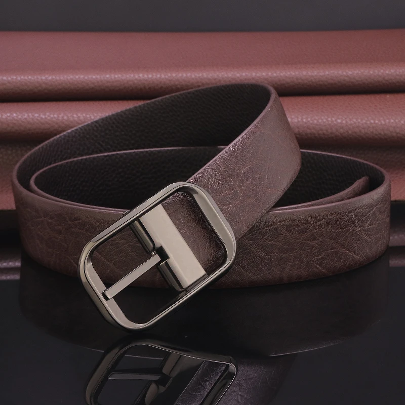 عالية الجودة حزام الرجال الكلاسيكية دبوس مشبك مصمم حزام عادية الحبوب الكاملة جلد أسود بنطلون cintos masculinos B547