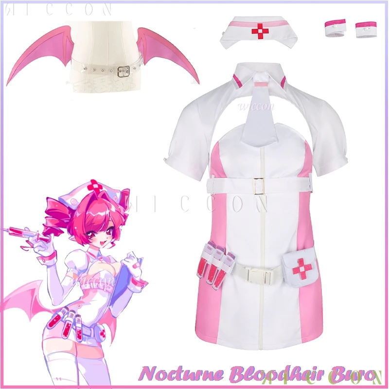 ミューズダッシュブロコスプレ衣装セクシーな悪魔夜想曲-bloodheir-衣装コスプレ制服かつら女性ナース服ピンク悪魔の羽
