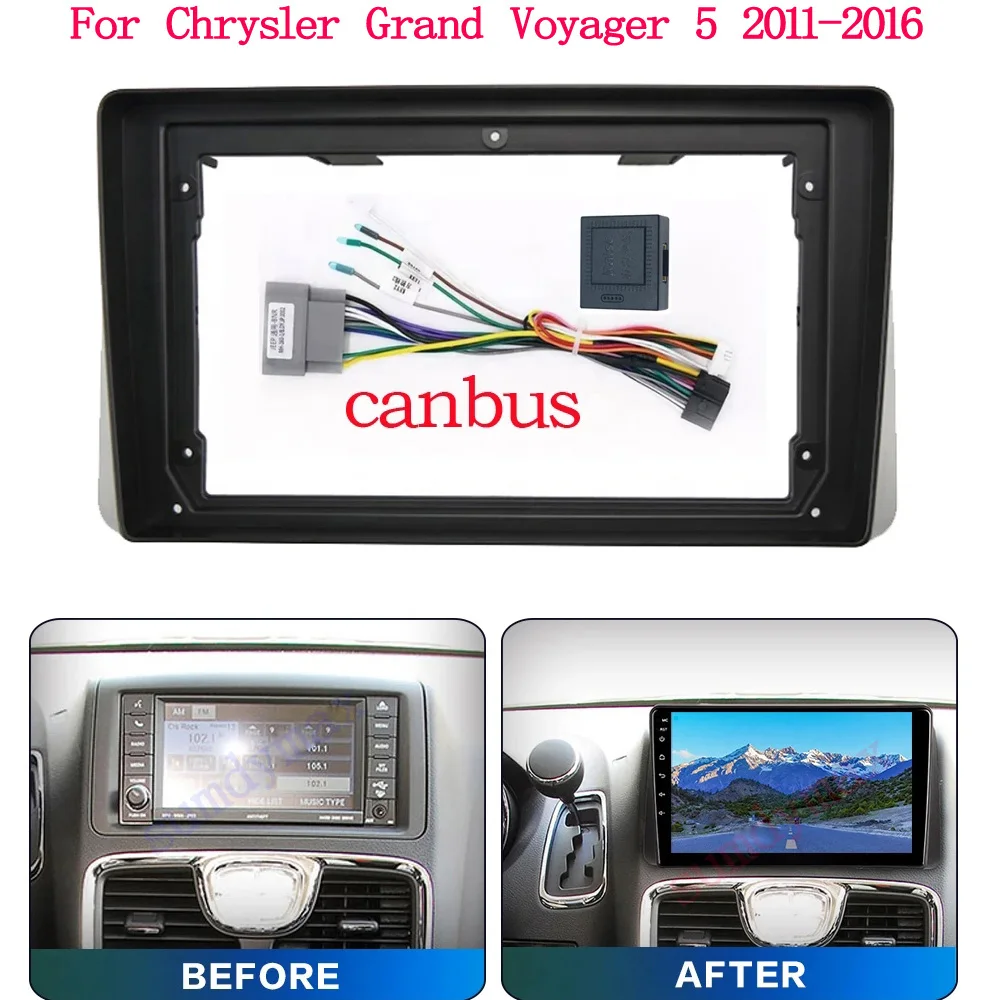 

9inch 2 Din Car radio Installation Fascias Panel with canbus Power Cable for Chrysler Grand Voyager 5 2011-2016 Car Radio Panel