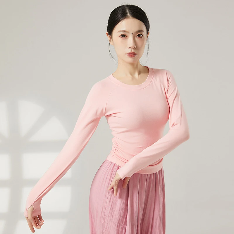 Top da donna eleganti da danza classica Camicetta da danza classica Danza moderna Manica lunga Adulti Adolescenti Camicie da pratica sportiva per yoga