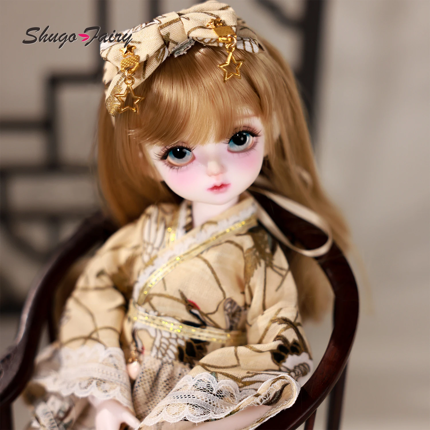 ShugaFairy Circe J BJD 1/6 Fullset Japanese Gilt Crane Pattern Modified Kimono Dress Resin Ball Jointed Dolls and Accessories