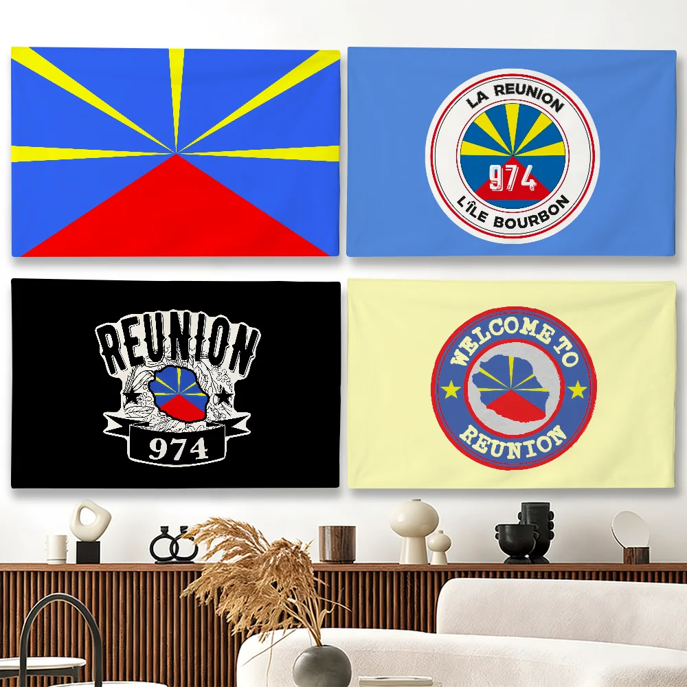 Bandera de la isla de La Reunion, adecuada para fiestas, clubes, decoración de paredes interiores y exteriores, regalo para fanáticos, 974