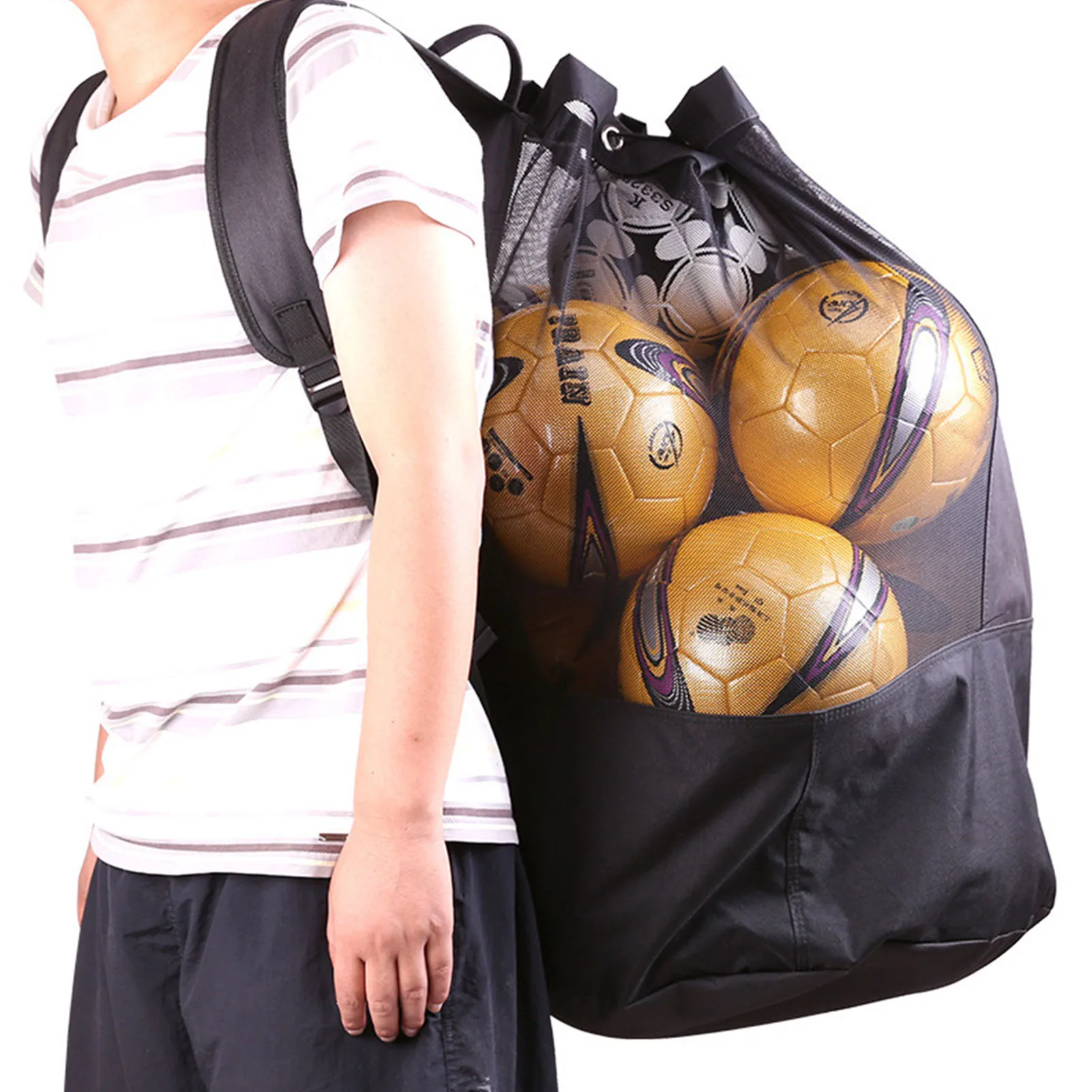 

Soccer Waterproof Football Carrying Storage Bag Ball Volleyball Sack Extra Large Outdoor Basketball Mesh Drawstring Net Sports