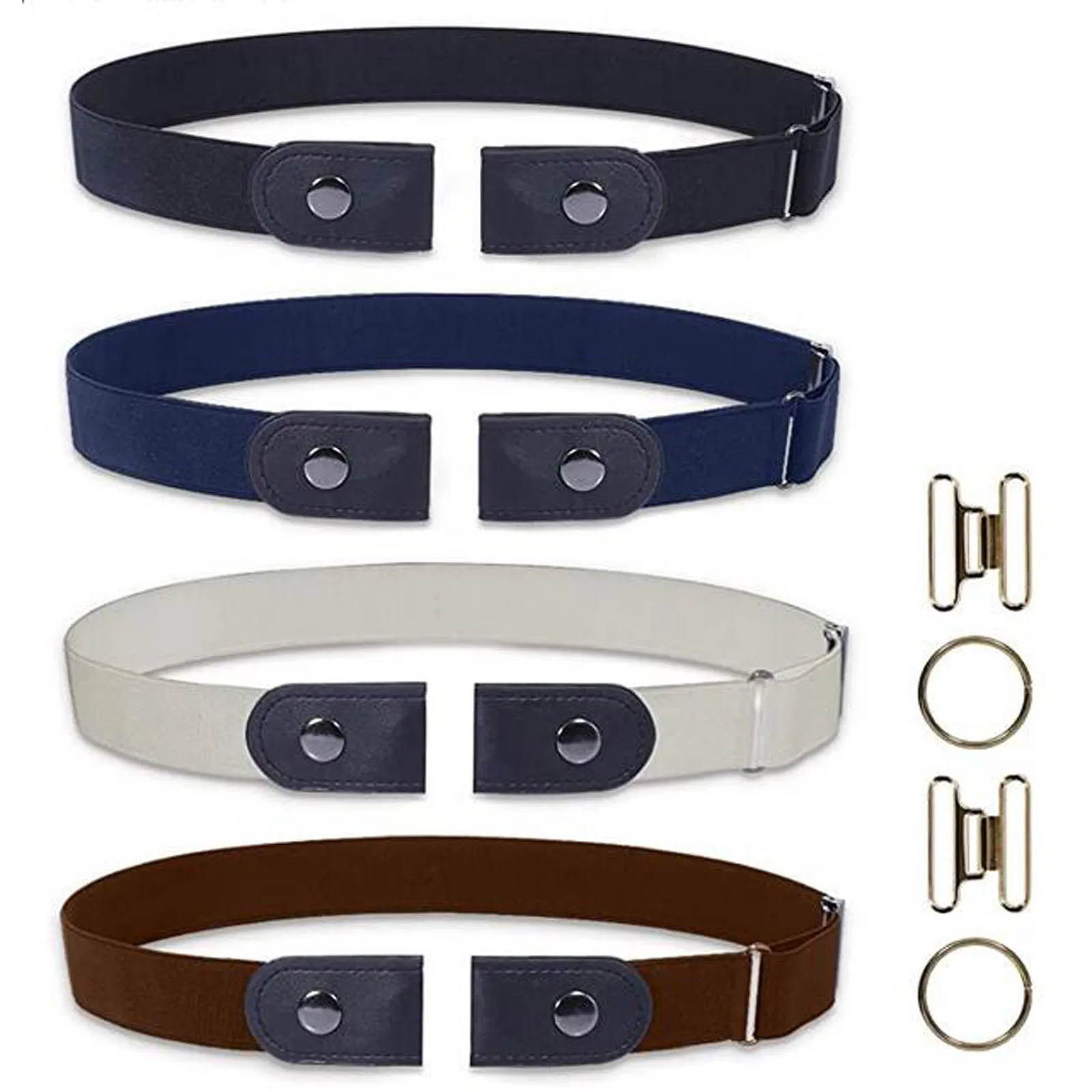 4 Pcs Easy Belt Without Buckle Elastic Belts For Women Men Jeans Extensible Belts Adjustable Stretch Elastic Waist Band