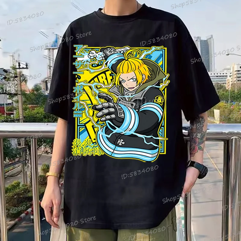 Japanese Anime Graphic T Shirts Men Women Fashion Streetwear Soft Tee Men's Fire Force Printed Street Cool T-shirts