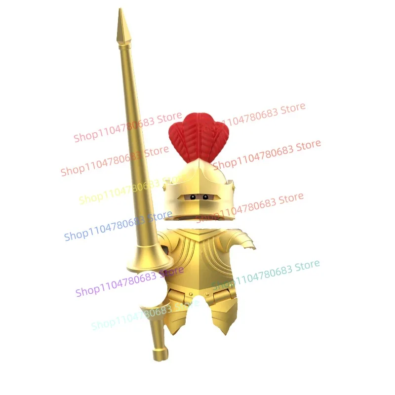 

Building Blocks Medieval Silver Armor Knight Mini Action Doll Assembly Model Ornaments Cartoon Educational Toys Gift Collection