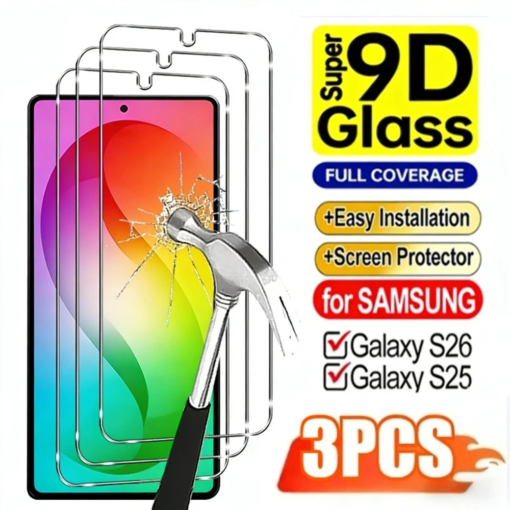 3Pcs Full Cover Screen Protector for Samsung Galaxy S26 S25 S24 Ultra S23 S22 S21 Plus S25 S24 FE Anti-Shatter Tempered Glass