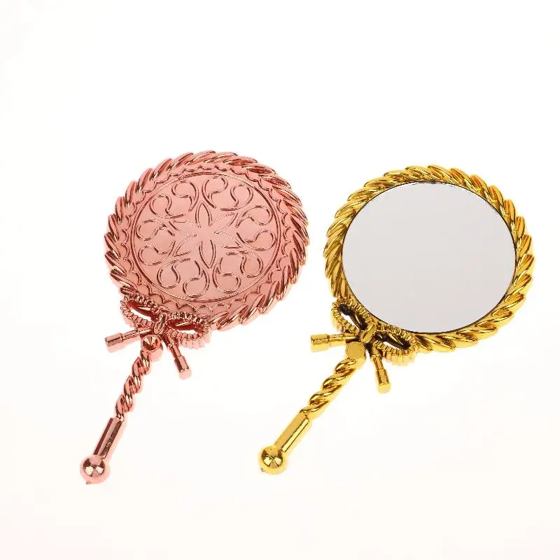 Portable Vintage Handheld Makeup Mirror Hand Hold Round Cosmetic Mirrors European Style Noble Ancient Court Mirror Beauty Tool