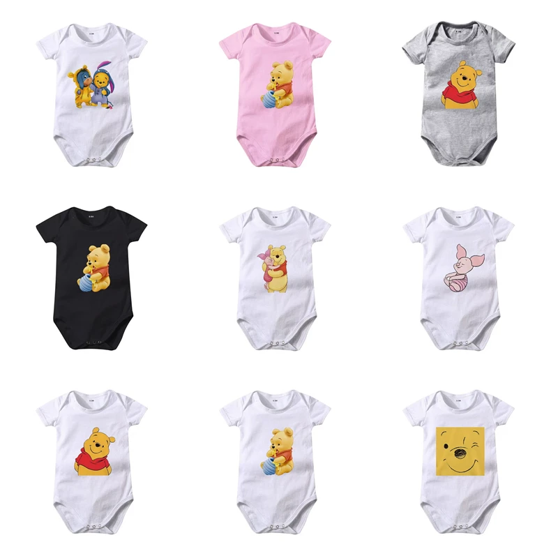 

Summer Newborn Baby Boy Short Sleeve Romper Cartoon Winnie Pooh Print Cotton Infant Playsuit Outfits Girl Jumpsuit Costumes 0-2T