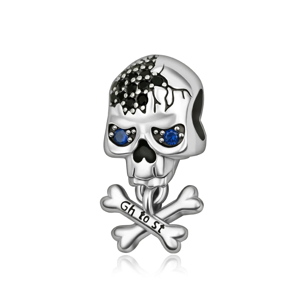 

Danturn 925 Sterling Silver Original Beads Skull Dangle Charm fit Snake Chain Bracelet Fashion Women Jewelry Making