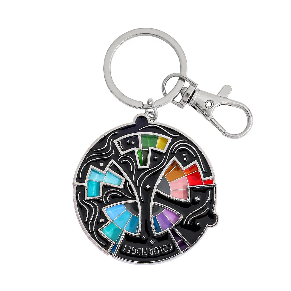 Color Design Colourful Anxiety Relief Badge Color Fidget Wheel Keychain Pendant Relieve Stress Quickly Identify Tonal Jewelry
