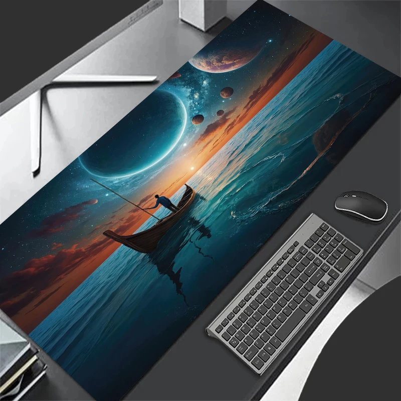 Sailing Sea Planet Mouse Pad Large Computer Office Game Table Mats XXL Rubber Anti-slip Gaming Keyboard Mousepads Long Desk Pads