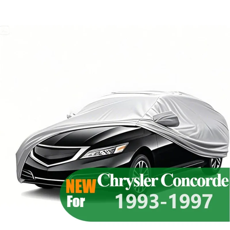 Funda completa impermeable para coche de cinco capas para todo clima para Chrysler Concorde 1993-1997 resistente al sol con bolsa de almacenamiento, Silver Oxford