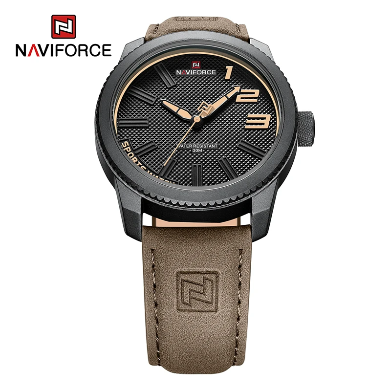 NAVIFORCE Men Wristwatch Top Brand Luxury Waterproof Man Watch Genuine Leather Sport Military Army Quartz Male Clock