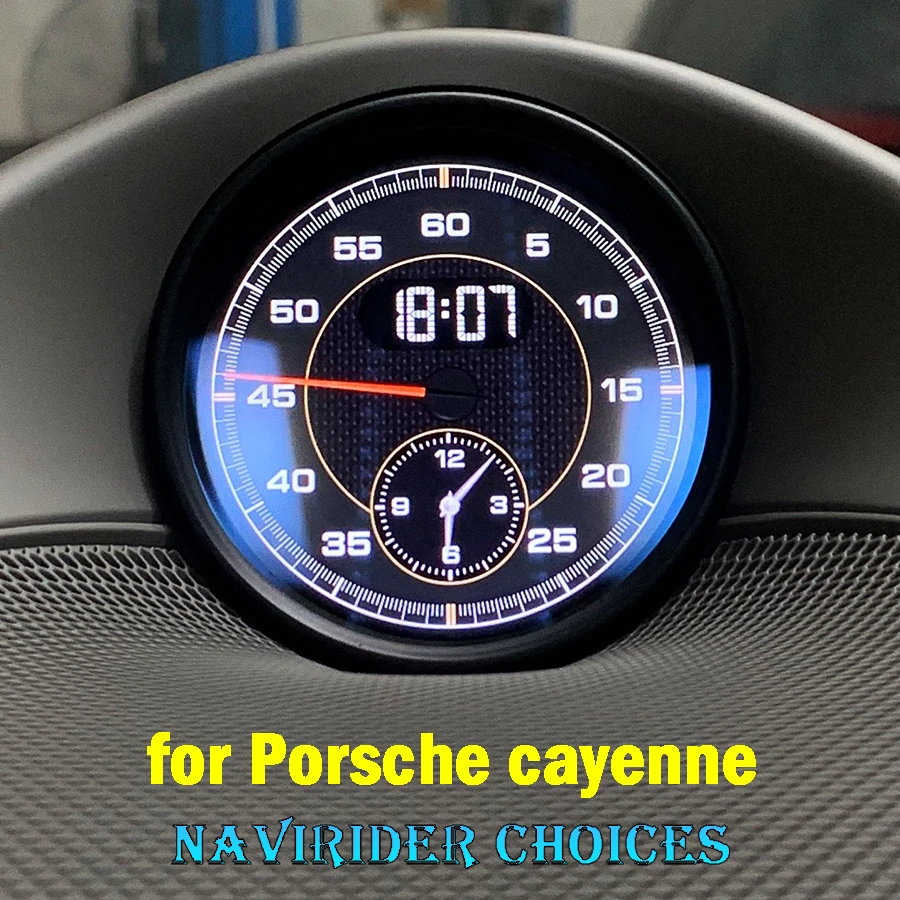 For Porsche Cayenne New Upgrade LCD Car Stopwatch Interior Dashboard Central Clock Compass Time Electronic Meter