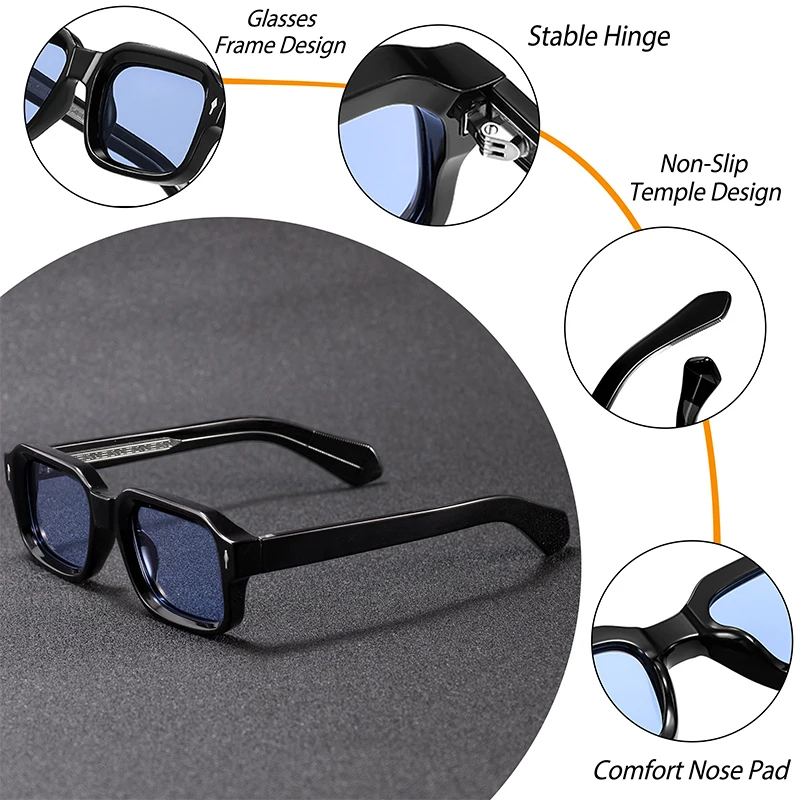 CATERSIDE Modische, schlichte Herren-Sonnenbrille, grob gerahmtes Design, Sonnenbrille für Damen, Outdoor, Party, Urlaub, Reisen, Fahren, Brillen – Detail 5
