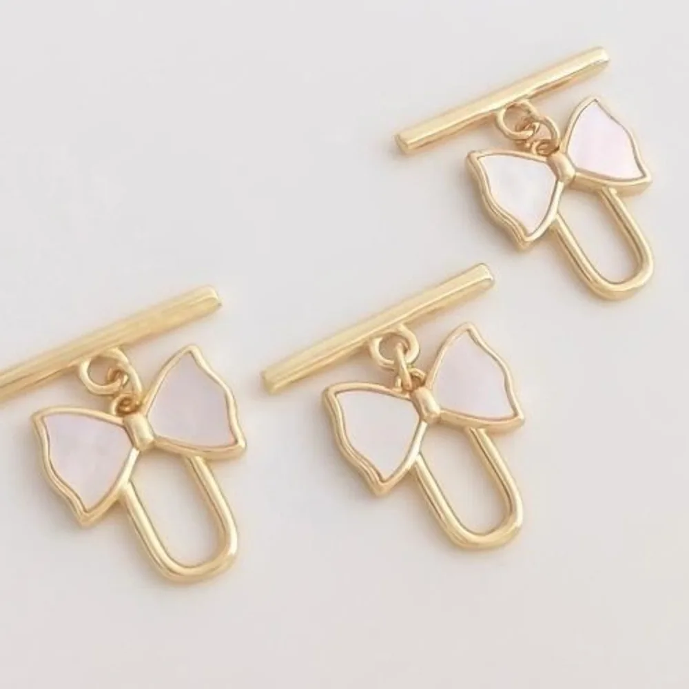

Copper Clasps 14K Gold Color Inlaid Natural Mother Shell Bow OT Bracelet Necklace Pearl Jewelry Connecting Buckle Accessories