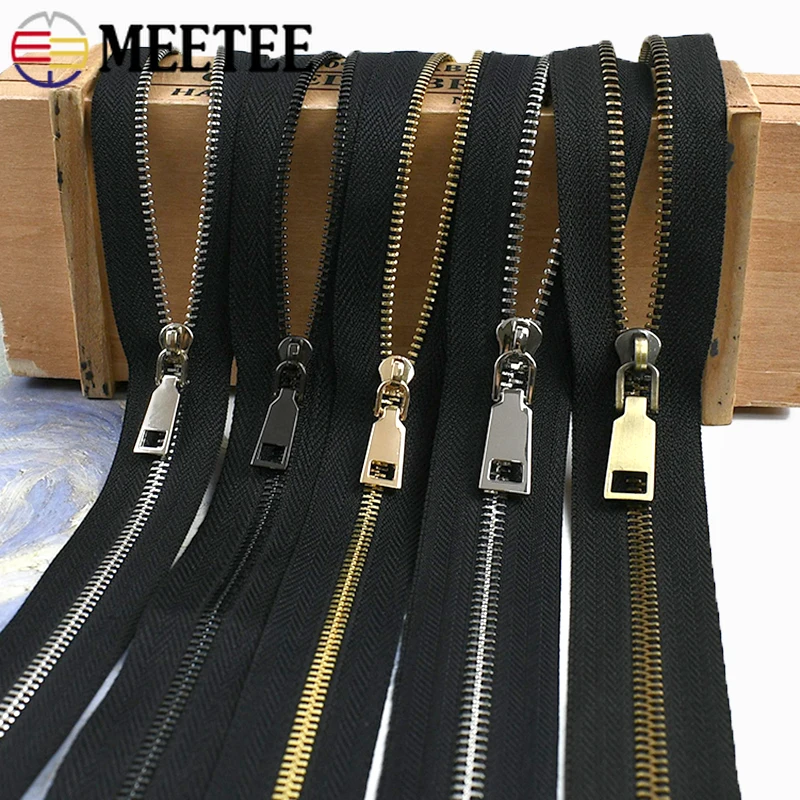 1-5Yards 3# 5# Metal Zippers with Zipper Sliders for Sew Bag Zips By The Meter Clothes Zip Closure DIY Sewing Accessories