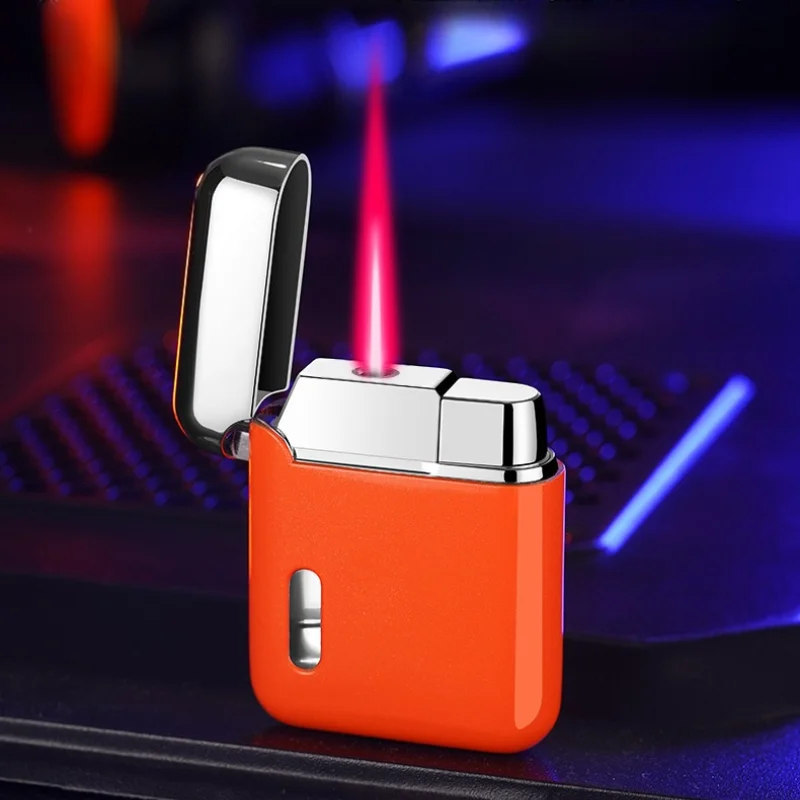 

Cigar Igniter Newest Inflatable Lighter Red Flame Windproof Open Fire Smoke Alloy Body Cigarettes Lighters & Smoking Accessories