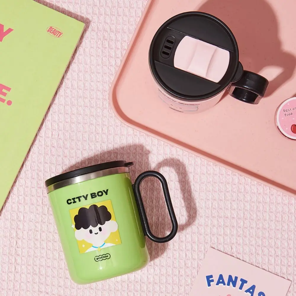 

Stainless Steel Cartoon Couple Thermal Mug Creative Cute Pattern Insulated Water Bottle Sealed Reusable Drinking Mug Household