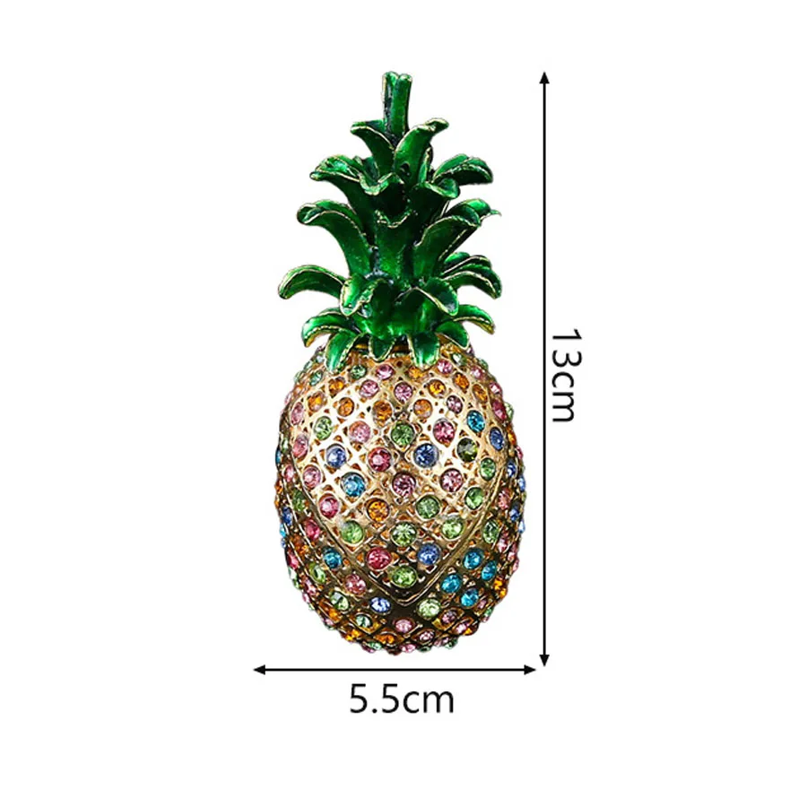 Pineapple Hinged Trinket Box Hand-Painted Enamel Fruit Pineapple Jewelry Box for Home Kitchen Office for Women