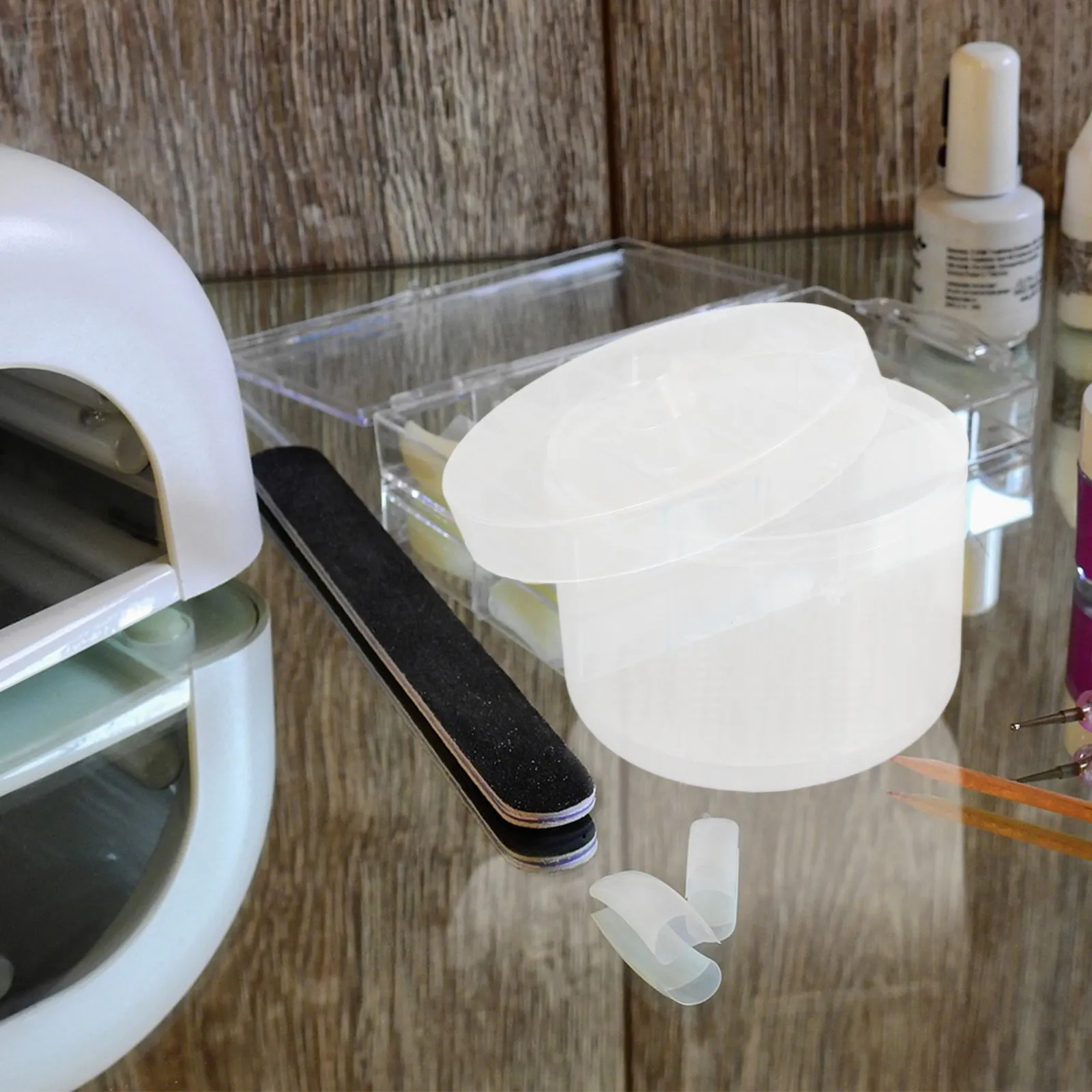 

2Pcs Soaking Box for Nail Tools Reusable Nail Art Tool Cleaning Case Manicure Sterilizer Box for Drill Bits Tweezers Cleaner