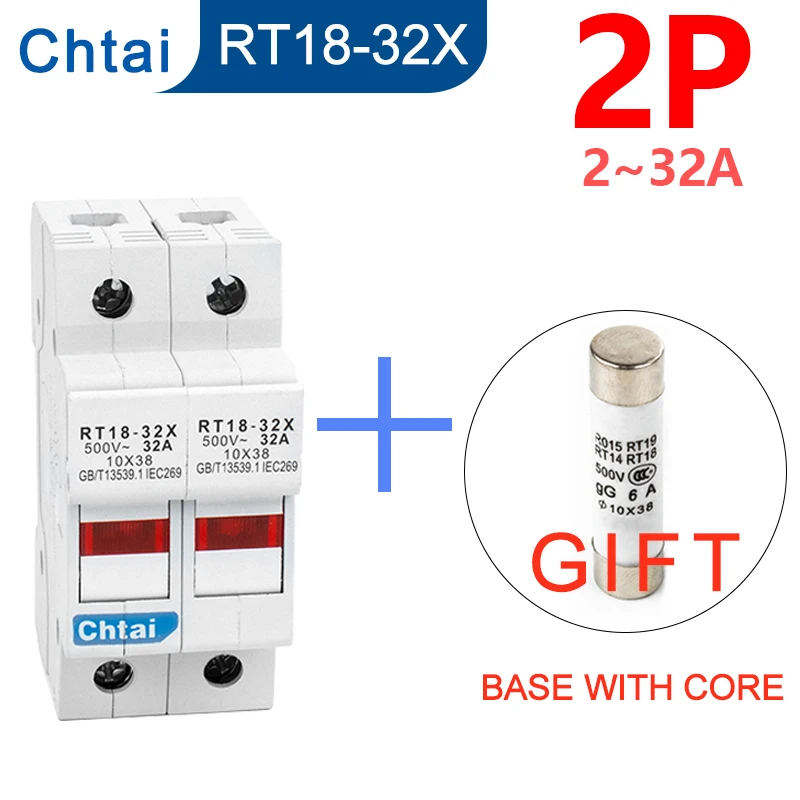 2P RT18-32X 1~32A Din Rail mounting  Fuse Holders Fuse Holder Base 1Pole for 10x38mm  link size AC690V  500V
